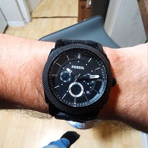 Fossil Machine Black and Blue Dial Silicone Strap Men's Watch FS4487